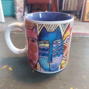 Laurel Burch Fantastic Felines Cat Coffee Mug 2014 Multicolor Ceramic 4x3.5in